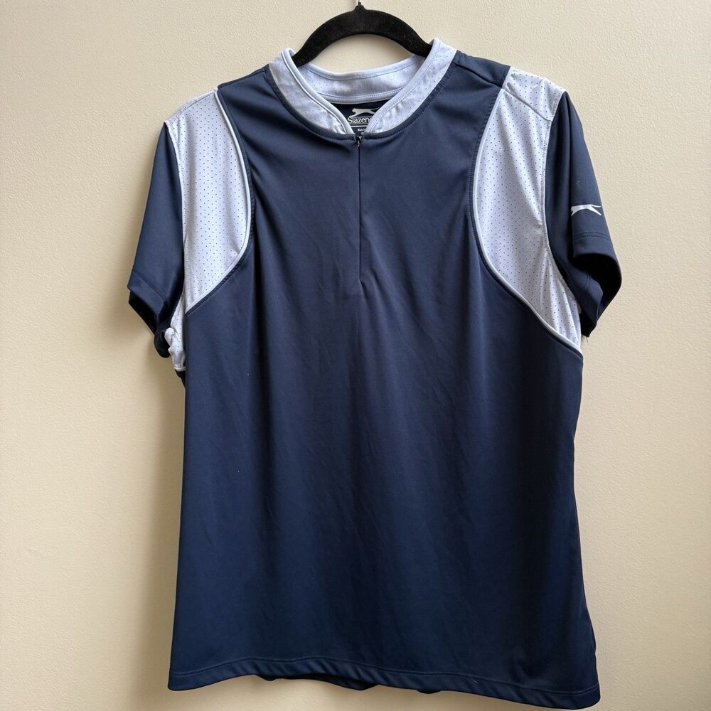 Slazenger Polo Shirt Women's Navy Blue Golf Top Golfing Size XL
